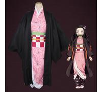 (11-12 Years, Kamado Nezuko) Kids Girls Boys Ghost Slayer Cosplay Costume Tanjiro's Nezuko Halloween Outfits