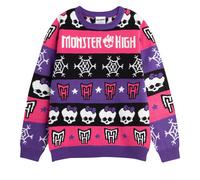 (11-12 Years, Pink/Multicoloured) Monster High Girls Skull & Snowflake Christmas Jumper