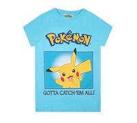 Pokemon T-Shirt Boys & Girls | Pikachu Gotta Catch Em All Character Kids Blue Top | Childrens Gaming Clothes Merchandise Gift 11-12 Years