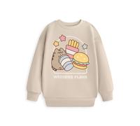 Pusheen Girls Beige Sweatshirt | Long Sleeve Crew Neck with 'WEEKEND PLANS' Print | Cartoon Character Jumper for Leisure | Comfortable Loungewear for Kids | Pusheen Merch - 11-12 Years