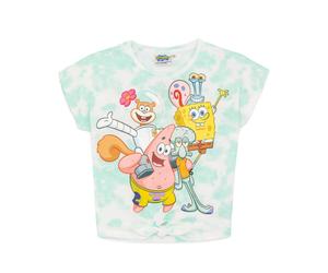 (11-12 Years, White/Blue) SpongeBob SquarePants Girls Front Tie Top