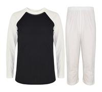 (11-12 Years, White) Kids Girls Boys PJs Plain Color Stylish Color Cotrast Pajamas Set Age 5-13 Years