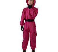 (11-12Y) Children's Unisex Jumpsuit Outfit, 3pcs Set Including Jumpsuit, Gloves, And Belt