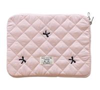 11/13/15 Inch -Fluffy Puffy Laptop Case Shockproof Quilted Padded Sleeve, Bow/Diamond Lattice Printing, Portable Protective Bag for Laptop & Tablet