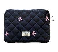 11/13/15 Inch -Fluffy Puffy Laptop Case Shockproof Quilted Padded Sleeve, Bow/Diamond Lattice Printing, Portable Protective Bag for Laptop & Tablet