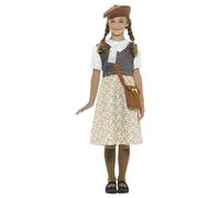 Smiffys Girl's Evacuee School Girl Costume Set in Grey | Size: 11 Years Smiffys Grey 11 Years