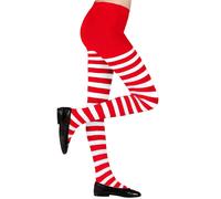 W WIDMANN MILANO Party Fashion - Striped Tights for Girls, Clowns, Naughty Girls, Santa's Helpers, Carnival, Halloween, Themed Parties, 70 DEN, Size 11-14 Years, Red-White
