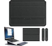 11-17 inch Universal Multi-Function Waterproof PU Leather Notebook Bag, Handheld Foldable Laptop Sleeves with Mouse Pouch and Bracket, 3-in-1 Stand Padded Pouch