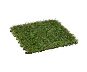 11/22x Artificial Grass Tiles Green Fake Lawn Synthetic Turf Ground vidaXL