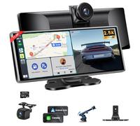 11.26" Car Tablet, Car Play Screen with Wireless Apple CarPlay Android Auto, Carplay Screen with Dash Cam & 1080P Reversing Camera, IPS Display with Bluetooth 64G SD Mirror Link GPS Navigation AUX FM