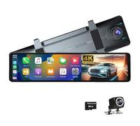 11.26 inch 4K Wifi Dash Cam Rearview mirror camera wireless Carplay/Android Auto Dual Lens 1080P Car DVR Video Recorder GPS Tracker BT Music Function Voice Commmand AUX