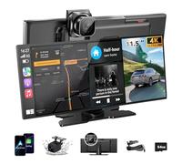 11.26 inch A-pple Carplay & Android Auto HD Touchscreen,Wireless Portable Carplay Screen for Car with 4K Dash Cam/1080P Backup Camera/GPS Navigation/Bluetooth/Siri/FM/Mirror Link