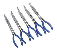 11" / 275mm Long Nose Pliers Set Long 5pc Straight Bent Angled Round Tip