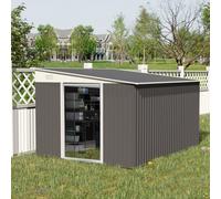 11.3x9.2ft Steel Garden Storage Shed Tool House w/ Sliding Doors & 2 Air Vents Outsunny Grey One Size