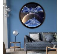 11.4" Moving Sand, 3D Sand Art Pictures Deep Sea Sandscape Living Room Decoration, 360° Rotate, Glass Crafts Solid Wood Frame, Relaxing Mood Home Office Work Wall Art Decor(Blue)