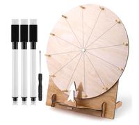 11.4in Game Spinning Wheel, Wooden Raffle Spin Wheel Game with Stand Roulette Fortune Wheel Erasable Prize Tabletop Spinner for Wedding Engagement Party School Family Games Baby Shower(Style 2)