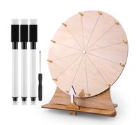 11.4in Game Spinning Wheel, Wooden Raffle Spin Wheel Game with Stand Roulette Fortune Wheel Erasable Prize Tabletop Spinner for Wedding Engagement Party School Family Games Baby Shower(Style 1)