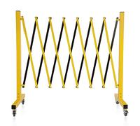 11.5 Feet Expandable Metal Barricade with Wheels, Retractable Metal Traffic Gate, Industrial Security Barrier for Construction Site Elevator Garage Road Yellow Black