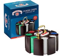 11.5 Gram Suited Poker Chip Set in Wooden Carousel and Gift Quality Retail Packaging by Brybelly