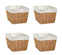 11.5" Hyacinth Storage Basket with Handles and Fabric Liner Rectangular, by Trademark Innovations (Set of 4)
