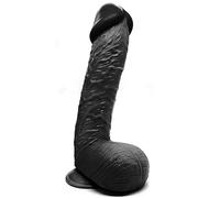 11.5 Inch Big Realistic Black Dildo - Adult Toys for Anal Play & G-Spot Stimulation - Thick, Huge Size with Life-Like Details & Skin - Easy to Clean PVC, Robust Suction Cup