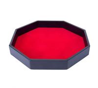11.5 Inches Dice Rolling Tray, Leather Dice Tray, Felt Lined PU Leather Octagon Dice Tray (Red)