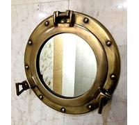 11.5" Mirror Porthole Antique Finish Wall Hanging Nautical Home Decorative