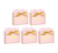 11" 5 Senses Gift Bags with Tissue Papers Birthday Gift Bags for Women(Pink and Gold)