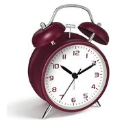 11.5cm Loud Alarm Clock for Heavy Sleepers Adults-Battery Operated Analog Alarm Clocks with Twin Bell, Silent No Ticking, Metal Old School Retro Bedside Clock for Bedroom Office Teens, Burgundy