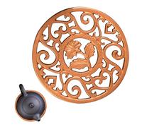 11.5CM Round Cast Iron Trivet, Non Slip Tea Pot Carved Stands Delicate Vintage Pattern Hot Pan Stand Teapot Stand Compact Tea Pot Stands for Protect Desktop Table Kitchen Dining Decor