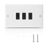 11.5x7.5cm/4.53x2.95in HDMI Wall Plate (3 Port), 3 Port HDMI Outlet Mount Panel Support 4K 3D ARC 60Hz 1080P Video for Gaming PC, Projector, Home Theater (White)