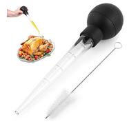 11.6" Large Turkey Baster with Cleaning Brush, Extra Large Bulb Basters with Rubber Bulb, Turkey Baster Syringe Injector, Premium Baster Tool for Cooking, Easy to Use and Clean, Black