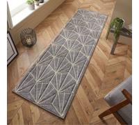 (11. 750N Diamond - Grey, Hallway Runner : 60 x 230 cm) Modern Geometric Floral Abstract Area Rugs Check Multi Coloured Non Slip Runner