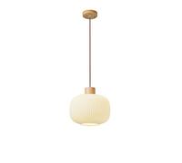 11.8/7.9in Single-Head Pendent Light Wood Finish Glass Lampshade Bedside Hanging Lamps Milk White Stripe Droplighting Round Ball/Cylinder-Shaped Modern Simple Ceiling Lighting