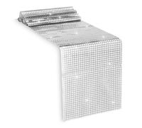 11.8 × 70.8 Inches Silver Table Runners Silver Christmas Table Runner Disco Tables Runner Mirror Disco Tables Cloth Sparkle Sequin Tablecloth for 70s 80s Dance Party Bachelorette Wedding