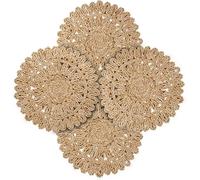 11.8" Corn Husk Woven Round Placemats Set of 4 - Wicker Boho Farmhouse Placemats - Rattan Table Mats Like Water Hyacinth for Dining Table, Wedding, Home