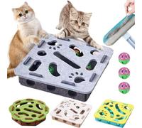 11.8 In Felt Cat Nail File Scratcher Box With 3 Bell Balls,Cat Scratch Puzzle Enrichment Box,Nail File Stress Free Alternative To Clippers And Grinders For Indoor Cats (Gray, Square)