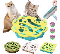 11.8 In Felt Cat Nail File Scratcher Box With 3 Bell Balls,Cat Scratch Puzzle Enrichment Box,Nail File Stress Free Alternative To Clippers And Grinders For Indoor Cats (Blue, Flower pattern)
