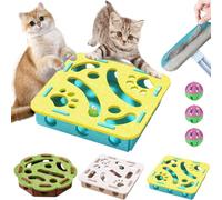 11.8 In Felt Cat Nail File Scratcher Box With 3 Bell Balls,Cat Scratch Puzzle Enrichment Box,Nail File Stress Free Alternative To Clippers And Grinders For Indoor Cats (Blue, Square)