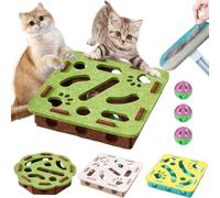 11.8 In Felt Cat Nail File Scratcher Box With 3 Bell Balls,Cat Scratch Puzzle Enrichment Box,Nail File Stress Free Alternative To Clippers And Grinders For Indoor Cats (Green, Square)