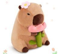 11.8 in Large Capybara Plush Toy Capybara Toy Stuffed Capybara with Flower, Cuddly Toys Stuffed Animal and Plush Pillow Soft Animal Plushie Hugging Pillow Large Fluffy Cushion Doll Present
