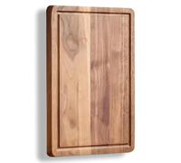 11.8 Inch Acacia Wood Cutting Board, 0.6" Thick, Reversible Wooden Cutting Board for Kitchen, Charcuterie Board Cheese Board with Deep Groove (1)