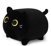 11.8 Inch Black Cat Plush Toy With Golden Eyes - Large Soft Kitten Pillow - Stuffed Animal for Home Halloween Decor, Birthday and Children's Gift - Unisex