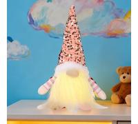 11.8 Inch Christmas Gonks with Light, Light Up Gnome Christmas Decorations, Swedish Santa Gnomes with Glitter Hat, Plush Gnome for Indoor Decoration Holiday Decor