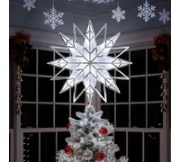 11.8 Inch Christmas Tree Topper, 8 Point Lighted Tree Topper with 10 White LEDs, Durable Metal and Plastic, Includes 1pc Spare Fuse and 2pcs Replacement Bulbs (Clamp/Pole Mount)