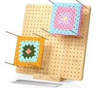 11.8 Inch Crochet Blocking Board - Upgrade Large 30 cm x 30 cm Blocking Board with 20 Stainless Steel Pegs, Knitting Projects Gifts for Mothers, Grandmothers (Bamboo)