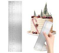 11.8 Inch Metal Cake Scraper Smoother with Scale, Stainless Steel Cake Smoother Tool for Icing Cream Edge Cake Decorating Comb Cake Leveler for Baking Cake Buttercream Kitchen Accessory