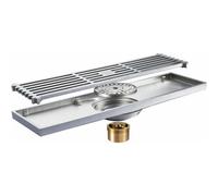 11.8 Inch Rectangular Brass Shower Floor Drain, Built In Deodorant, Hair Catcher Strainer, Chrome Plated Solid Brass For Bathroom