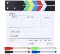 11.8 X 10.6 Inches Large Movie Director's Slate Board, Photography Video Scene Clapper Board, Home Decor Film Props, Dry-Erase Film Clapboard with Four Erasable Markers, Wooden Film Clap Board