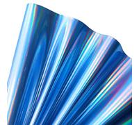 11.8"x53" Holographic Faux Leather Fabric, Mirror Reflective Vinyl for DIY Hair Bows Bags Sewing Crafts (Sky Blue)